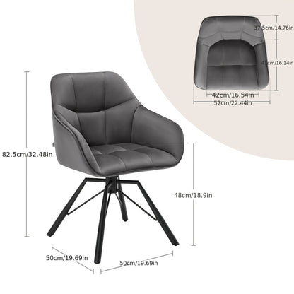 2 chaises de salle à manger pivotantes, mobilier de salle à manger confortable, fauteuil avec housse en velours, convient pour salle à manger, salon et bureau