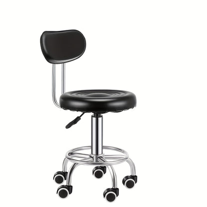 Tabouret de bar pivotant à hauteur réglable avec dossier, chaise métallique roulante hydraulique robuste de 181,44 kg pour cuisine, salon, bureau, massage et clinique