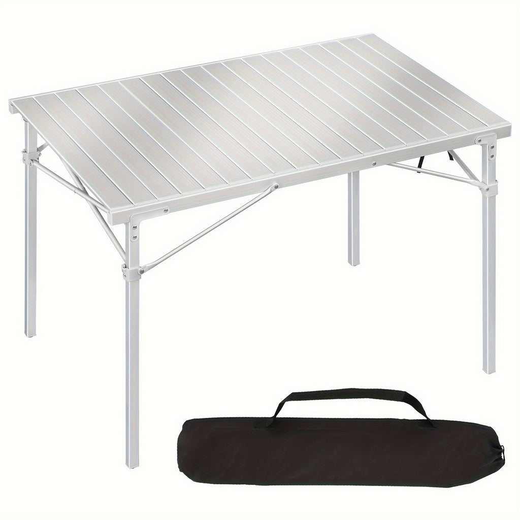 1 Table de Pique-Nique Camping Buffet 104x69x70cm Pliable Portable Voyage Argentée pour Grande Capacité de Charge et Stabilité