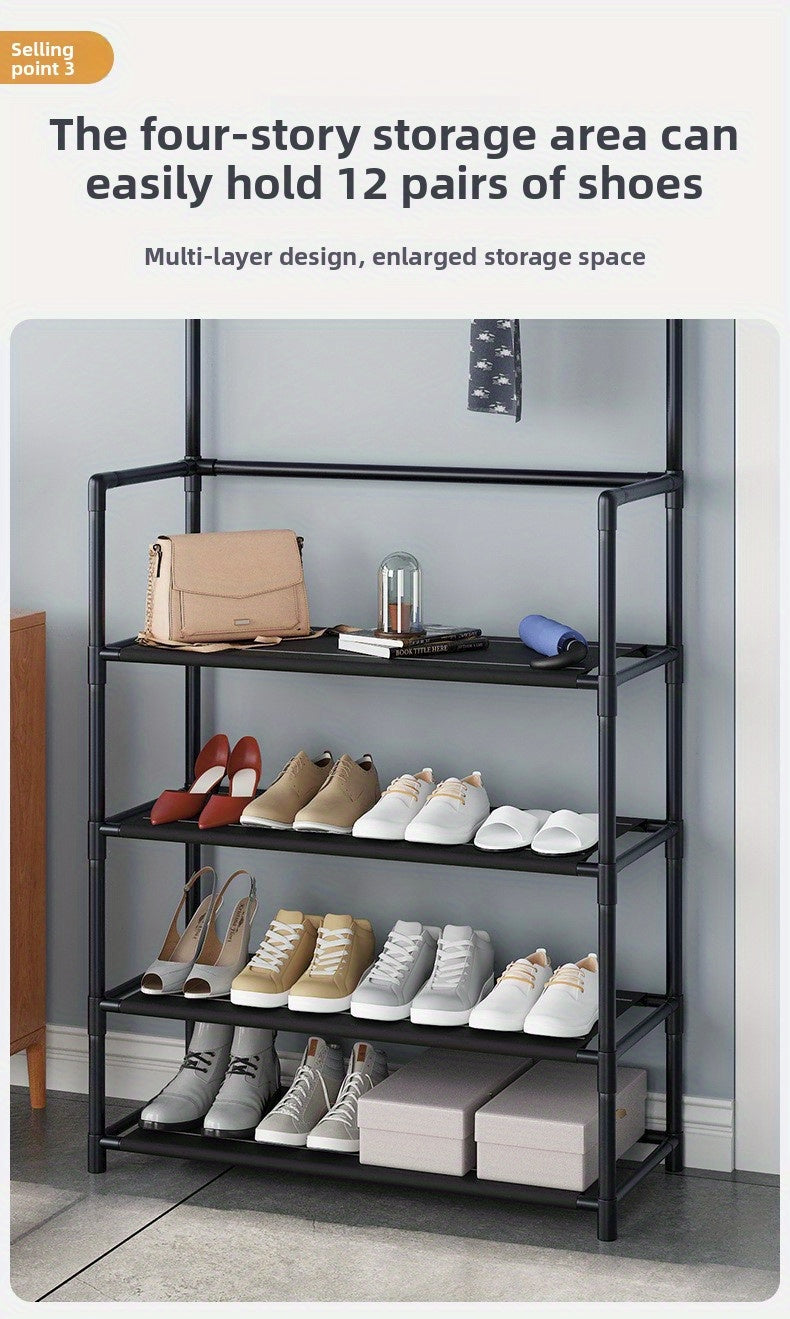 Nouveau porte-chaussures et chapeaux sur pied, porte-manteau combiné intégré pour porte, porte-chaussures ménager, cintre pour vêtements et chapeaux