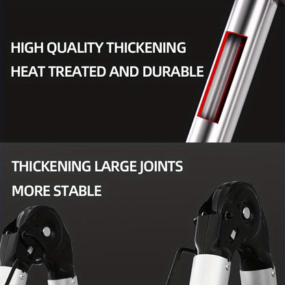 Échelle télescopique pliante en acier inoxydable 5m - Cadre A robuste, capacité de charge maximale 150kg, portée télescopique 2,5m + 2,5m, hauteur de marche réglable, adaptée à un usage intérieur/extérieur, grenier et maison, construction en métal solide,