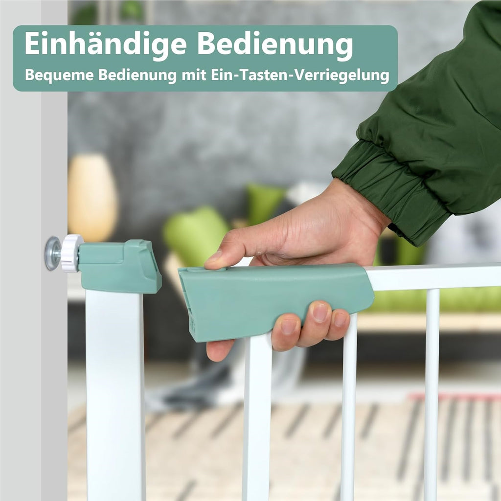 Barrière de porte pour bébé 80 - 132 cm, protection d'escalier en métal sans perçage, grille de sécurité pour bébé à fixation par pression, fermeture automatique pour bébés et animaux de compagnie