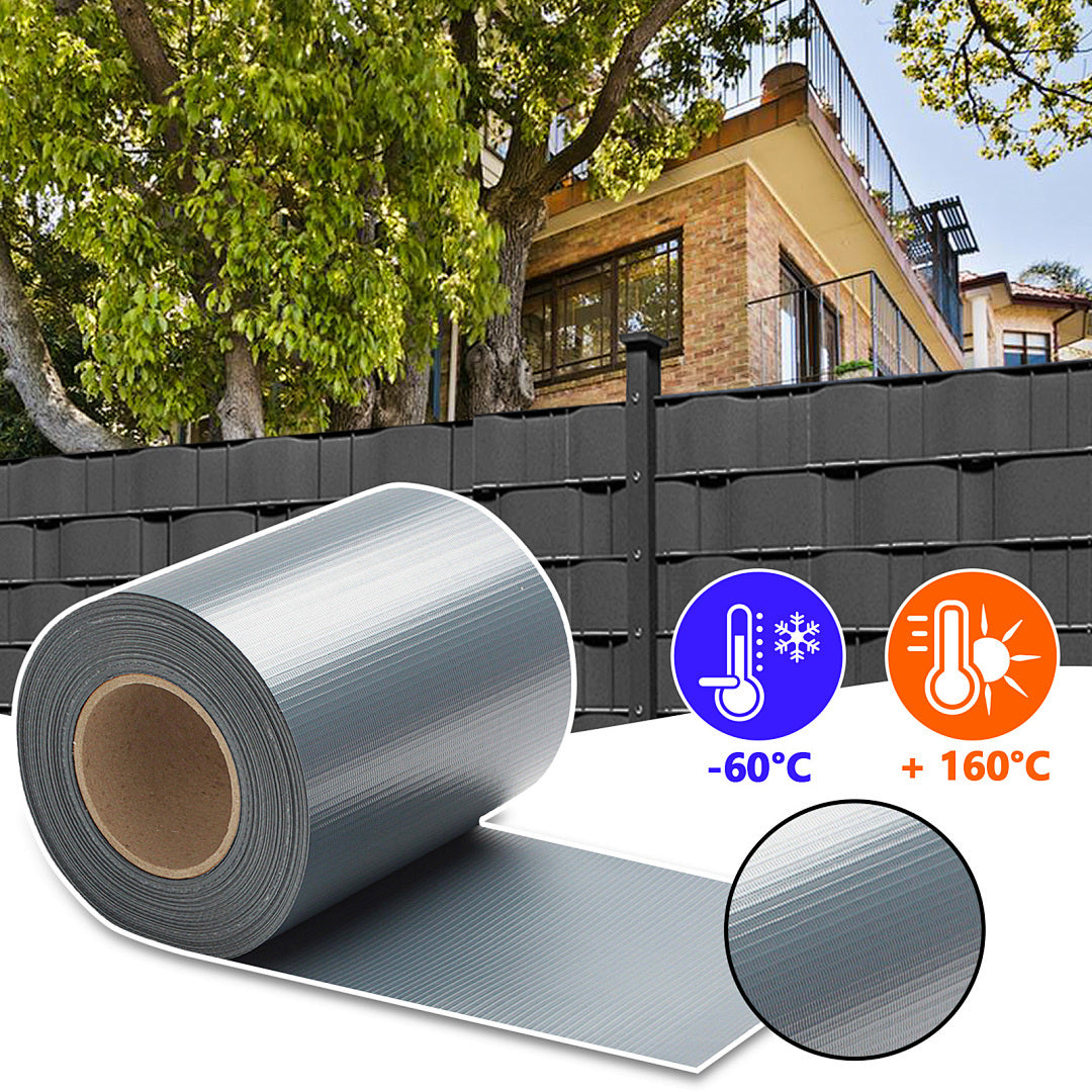 Bande de clôture d'intimité 35m-140m avec clips, écran d'intimité pour clôtures, bande d'intimité de jardin extérieur, clôture décorative gris foncé pour jardins, 450g/m², facile à installer, écran de  de l'intimité, pare-soleil, convient pour les cours,