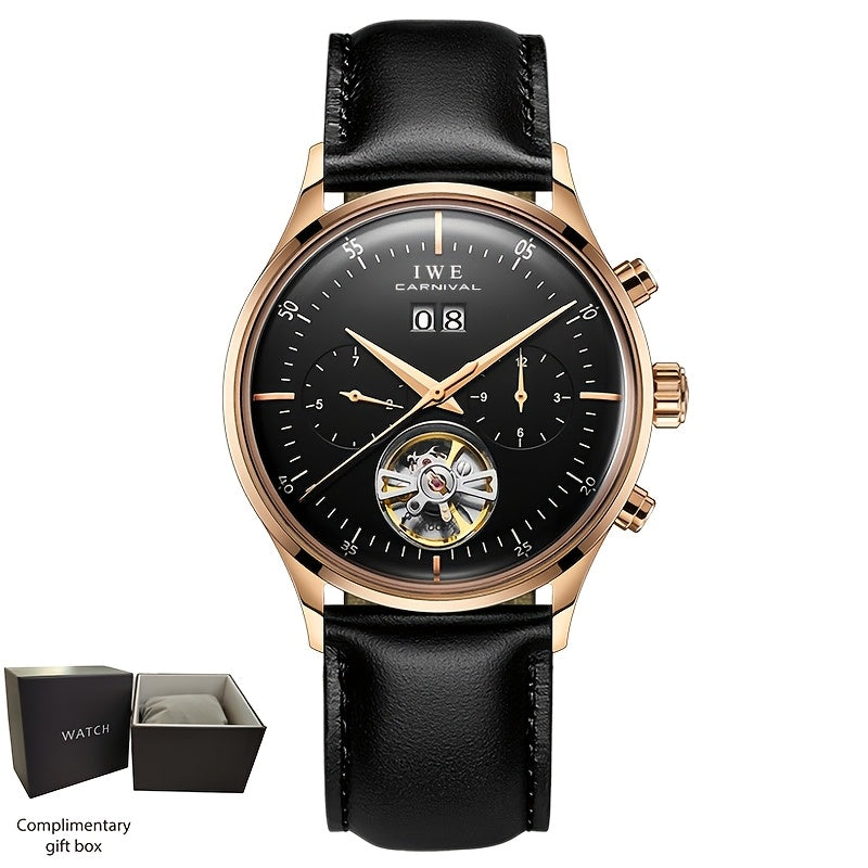 [I&W Carnival] Montre mécanique multifonction pour hommes, montre ultra-fine à remontage automatique, cadeau de vacances parfait, sans pile