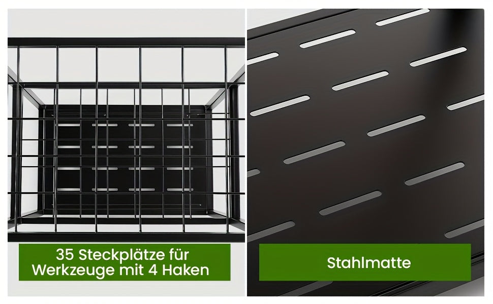 Organisateur de Jardinage, Contient Plus de 50 Outils, Ajustable et Compact pour Organiser Votre Garage/Échelle à Lierre, avec Crochets Pratiques pour Râteaux, Balais, etc., Tournevis en Métal Noir Durable