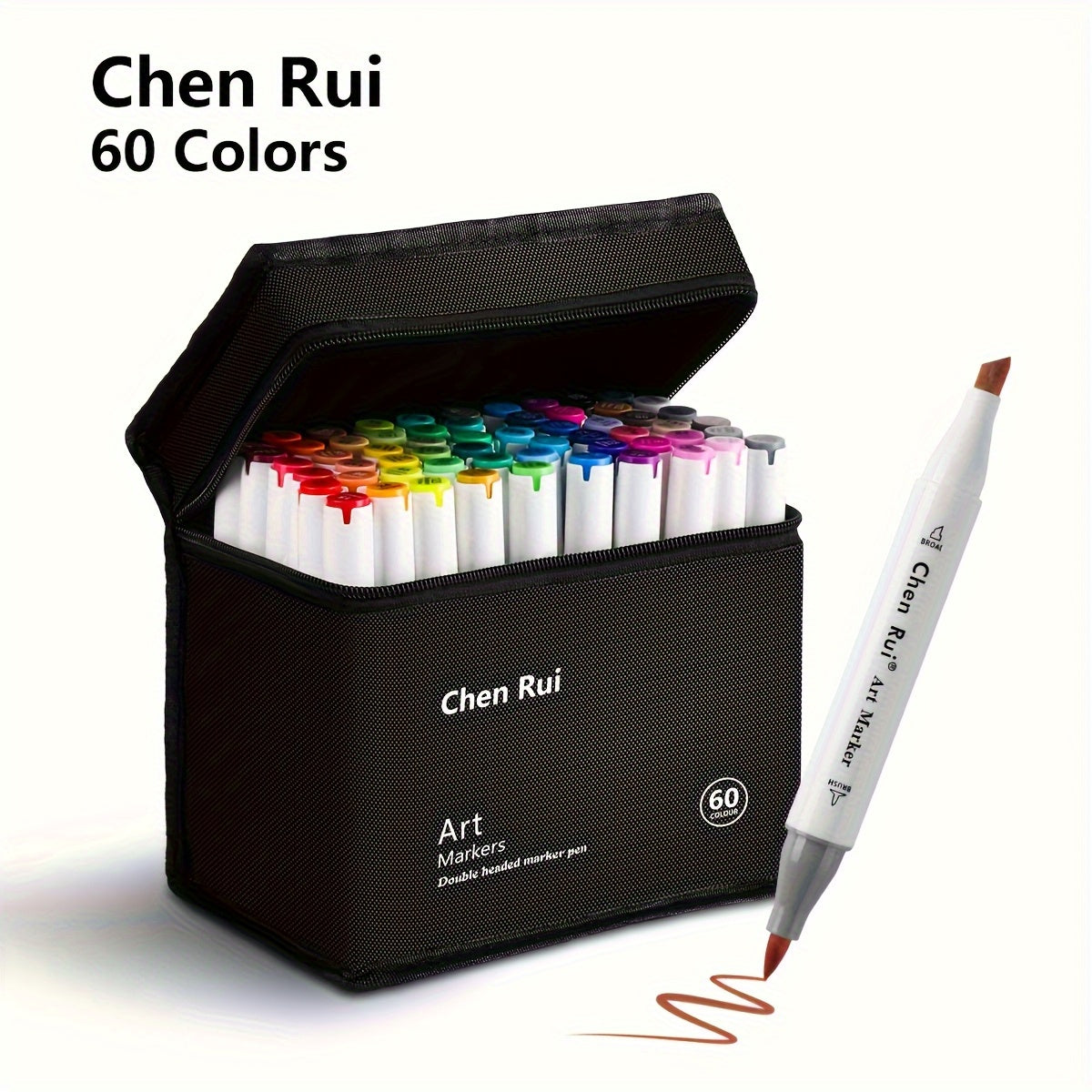 Marqueurs d'art professionnels - Pointe ciseau et encre à l'alcool, ensemble de sac portable de 48/60/80/100/120 couleurs - Idéal pour le dessin, le coloriage et la conception graphique - Choix parfait pour les artistes, les étudiants et les professionnel