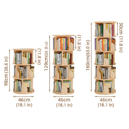 Étagère à livres rotative à 360°, 1 pièce, 3/4/5 niveaux, diamètre 46×H160cm, étagère de rangement peu encombrante pour salon, chambre, bureau, design moderne