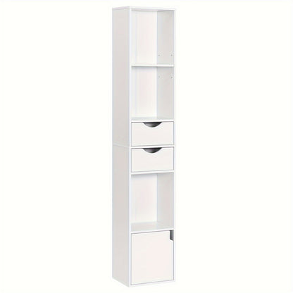 Étagère à Livres Verticale avec Tiroirs et Portes, Étagère de Bureau, Rangement pour Salon et Chambre, 30 x 158 x 24 Centimètres