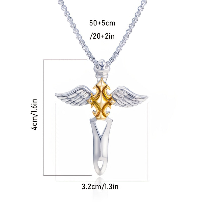 Épée d'ange facile à utiliser en argent 925, avec coupe, facile et élégante, style luxueux et élégant, parfaite pour les cadeaux d'anniversaire de couple, les cadeaux de Noël, les cadeaux de fête des pères et de la fête des mères, livrée avec une boîte ca