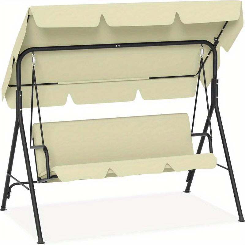 Balancelle de jardin à 3 places avec toit ouvrant réglable et coussin de siège et pieds antidérapants, balançoire de jardin jusqu'à 200 kg, fauteuil à bascule