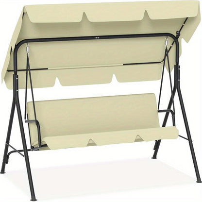 Balancelle de jardin à 3 places avec toit ouvrant réglable et coussin de siège et pieds antidérapants, balançoire de jardin jusqu'à 200 kg, fauteuil à bascule