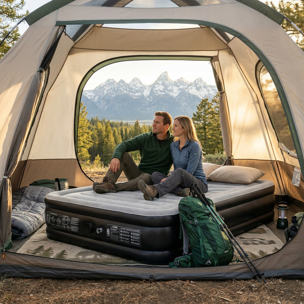 Matelas de camping, matelas pneumatique, literie d'extérieur, matelas gonflable auto-gonglant pour 1/2 personnes, gonflage rapide, pour équipement de camping et de randonnée