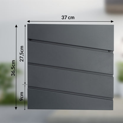 MONZANA® XXL Boîte aux Lettres avec Compartiment pour Journal, Verrouillable, 2 Clés Incluses - Matériel d'Assemblage en Acier Moderne et Simple – Mur à Rouleau de Papier Antracite