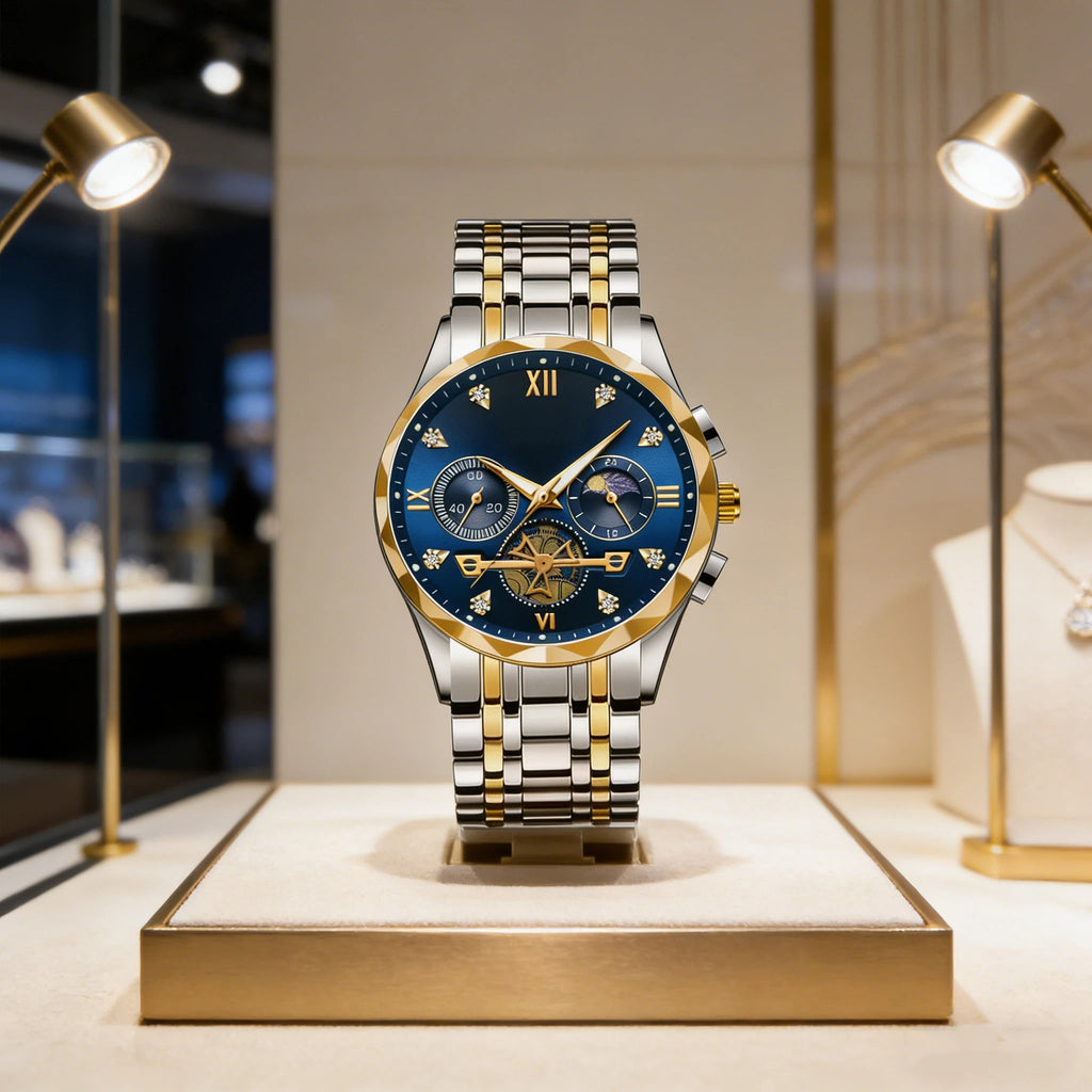 Montre d'affaires pour homme, bracelet en acier inoxydable massif, montre stable pour homme d'âge mûr