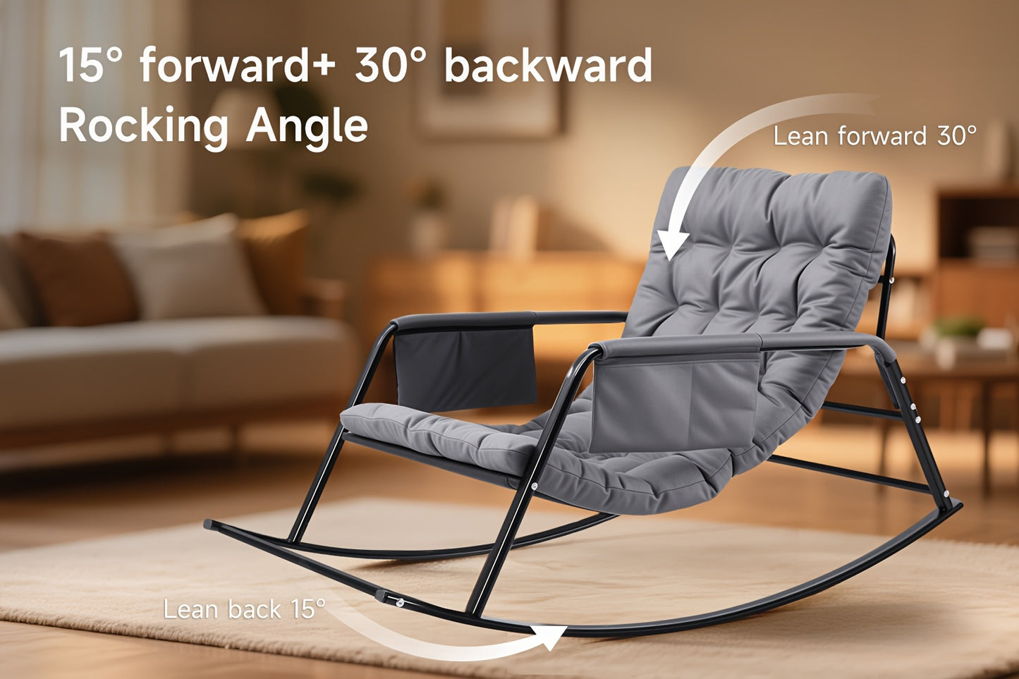 Chaise à Bascule Papasan, Chaise À Bascule Confortable avec Coussin - Design Micro-Ressort & Siège en Mousse Viscoélastique de 9,91 cm, 158,76 KG Base Industrielle pour Balcon, Coins Lecture, Confort Nuageux, Transat Extérieur, Fauteuil Inclinable, Grande