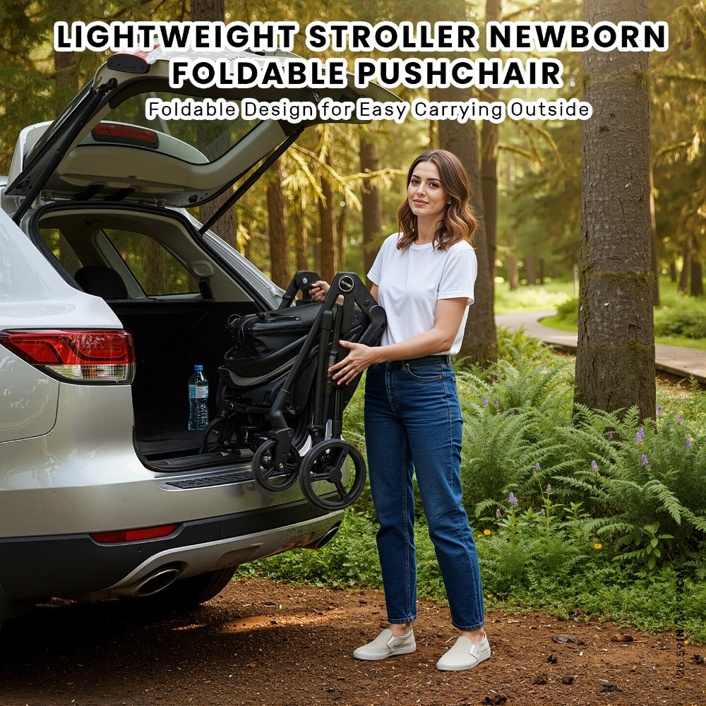 UBRAVOO Poussette 2-en-1, Poussette Pliable pour Nouveau-né avec Siège Réversible, Pare-soleil, Panier de Rangement Extra-Large, Porte-Gobelet, Harnais 5 Points, Siège Réglable, Conception Légère et Pliage à Une Main (Ne Convient Pas comme Porte-Bébé)