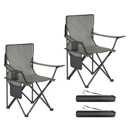 Lot de 2 chaises de pêche pliantes et portables/ chaises de camping/ chaises d'extérieur/ chaises de camping légères. Poids propre 2 kg. Équipées d'un porte-gobelet et d'un rangement à grille latérale. Conception antidérapante. Livrées avec un sac de rang
