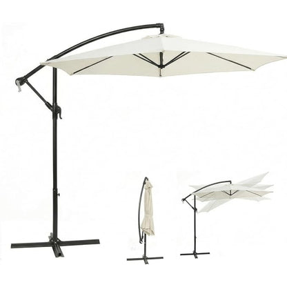 Parasol à baleinière Sekey 300 cm avec auvent inclinable, parasol avec mât en aluminium de 48 mm et 6 entretoises en acier, parasol de jardin et de terrasse rond et pliable, avec sangle supplémentaire -basculement