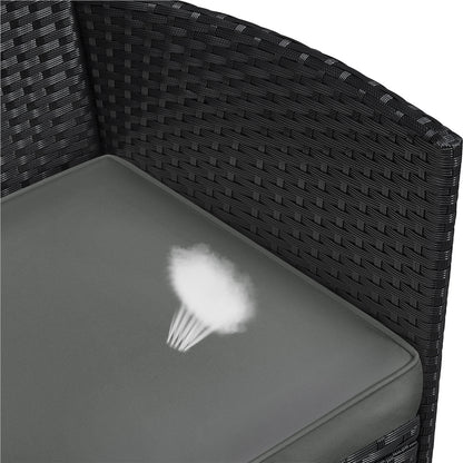 Costoffs Ensemble de mobilier de jardin et de balcon 3 pièces, Groupe de sièges de jardin, Ensemble de mobilier de patio comprenant 2 chaises avec table et coussins d'assise pour balcon, terrasse, jardin