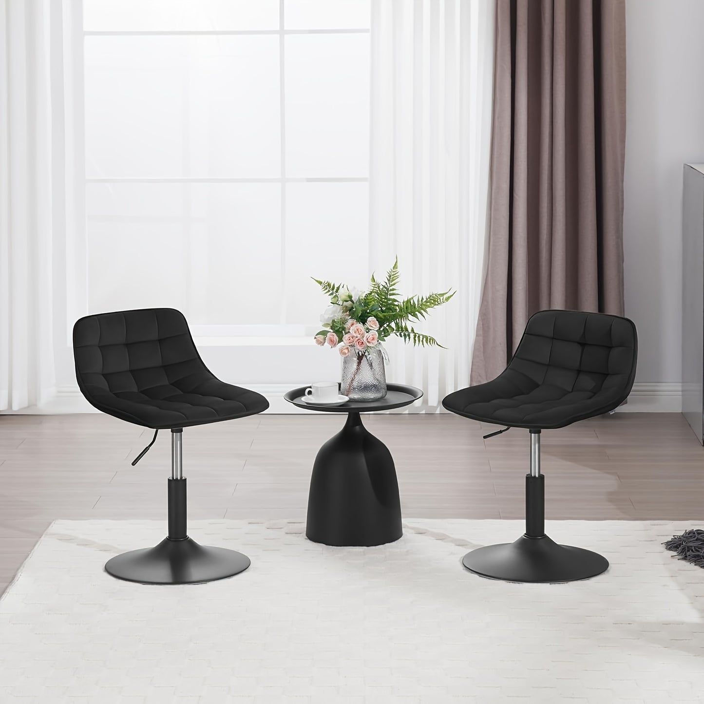 Tabouret de Bar, Tabouret Pivotant, Chaise de Bureau à Domicile, Tabouret Réglable en Hauteur, Siège en Velours