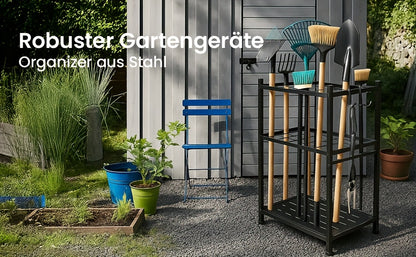 Organisateur de Jardinage, Contient Plus de 50 Outils, Ajustable et Compact pour Organiser Votre Garage/Échelle à Lierre, avec Crochets Pratiques pour Râteaux, Balais, etc., Tournevis en Métal Noir Durable