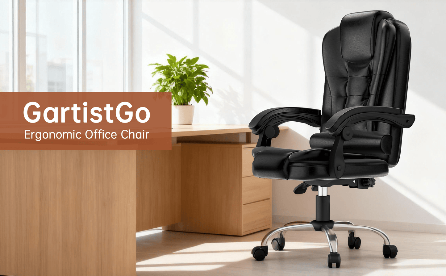 Chaise de bureau exécutive haute dossier, chaise de bureau ergonomique inclinable avec fonction d'inclinaison, chaise d'ordinateur robuste pour le travail à domicile