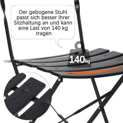 Ensemble Bistro 3 pièces, comprenant une table pliante et deux chaises de jardin, idéal pour les balcons compacts, ensemble de mobilier d'extérieur, sièges portables pour jardins et balcons