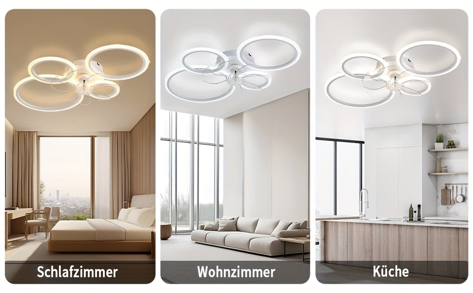 Plafonnier Ventilateur Moderne LED 6 Vitesses Dimmable avec Ventilateur, Luminaire de Plafond Dimmable à Température Variable avec Ventilateur, Idéal pour Chambre, Salon, Salle à Manger