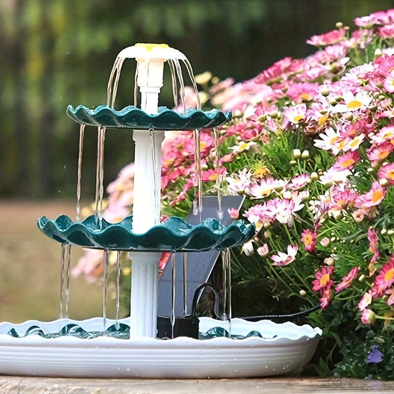 Fontaine Solaire 3.5W - Auto-circulation, Vert Foncé - Fontaine à Pompe Solaire Fraîche et Belle, Caractéristique d'Eau Extérieure Facile à Assembler & Mangeoire à Oiseaux, Styles pour Bassin de Jardin, Bain d'Oiseaux, Fontaine, Aquarium