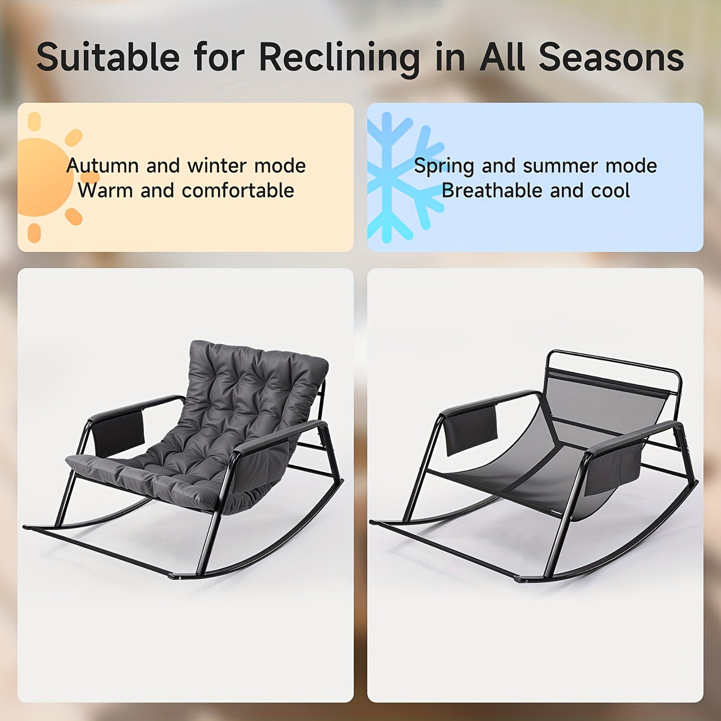 Chaise à Bascule Extérieure avec Cadre en Acier Renforcé de 158.76KG & Coussin Confort Nuageux 9.91cm, Montage Facile sans Outil 20 Minutes – Chaises Balançoires Idéales pour Jardin, Terrasse, Camping ou Alternative Douillette au Canapé