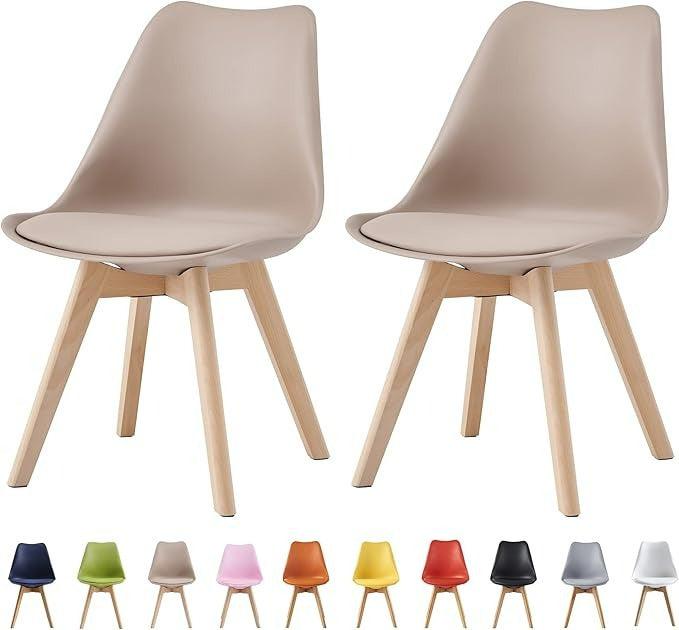 Ensemble de 2 chaises de salle à manger MCC Direct, chaise de cuisine, chaise de bureau, chaise de salon, chaise coquille de designer Eva, disponible en 7 couleurs