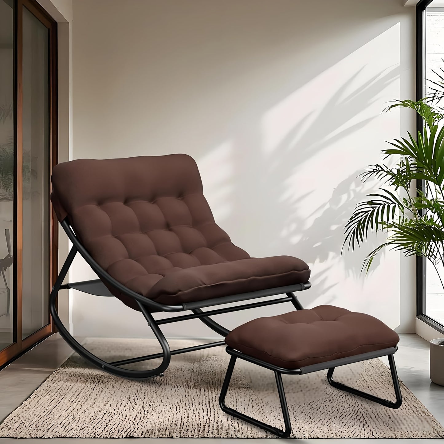 Fauteuil à Bascule Moderne pour Salon avec Fonction Inclinable, Fauteuil à Bascule pour la Maison, Fauteuil à Bascule de Luxe pour Chambre, Disponible en Noir et Gris, Idéal pour les Loisirs en Famille, Cadeau de Vacances Parfait, Adapté à Toutes les Sais