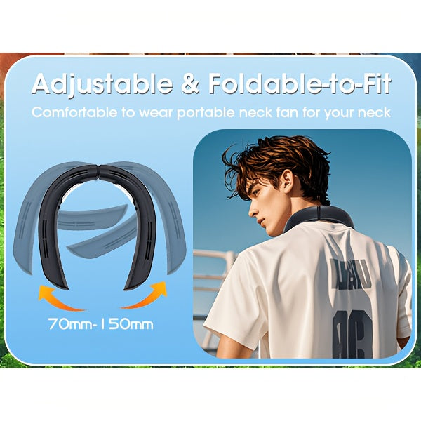 Ventilateur de cou portable et mini climatiseur pour rafraîchissement, 3 vitesses silencieuses à piles - avec rotorless sans pales, mini système de refroidissement pour voyage, bureau, appareil de refroidissement portable à piles, cadeau