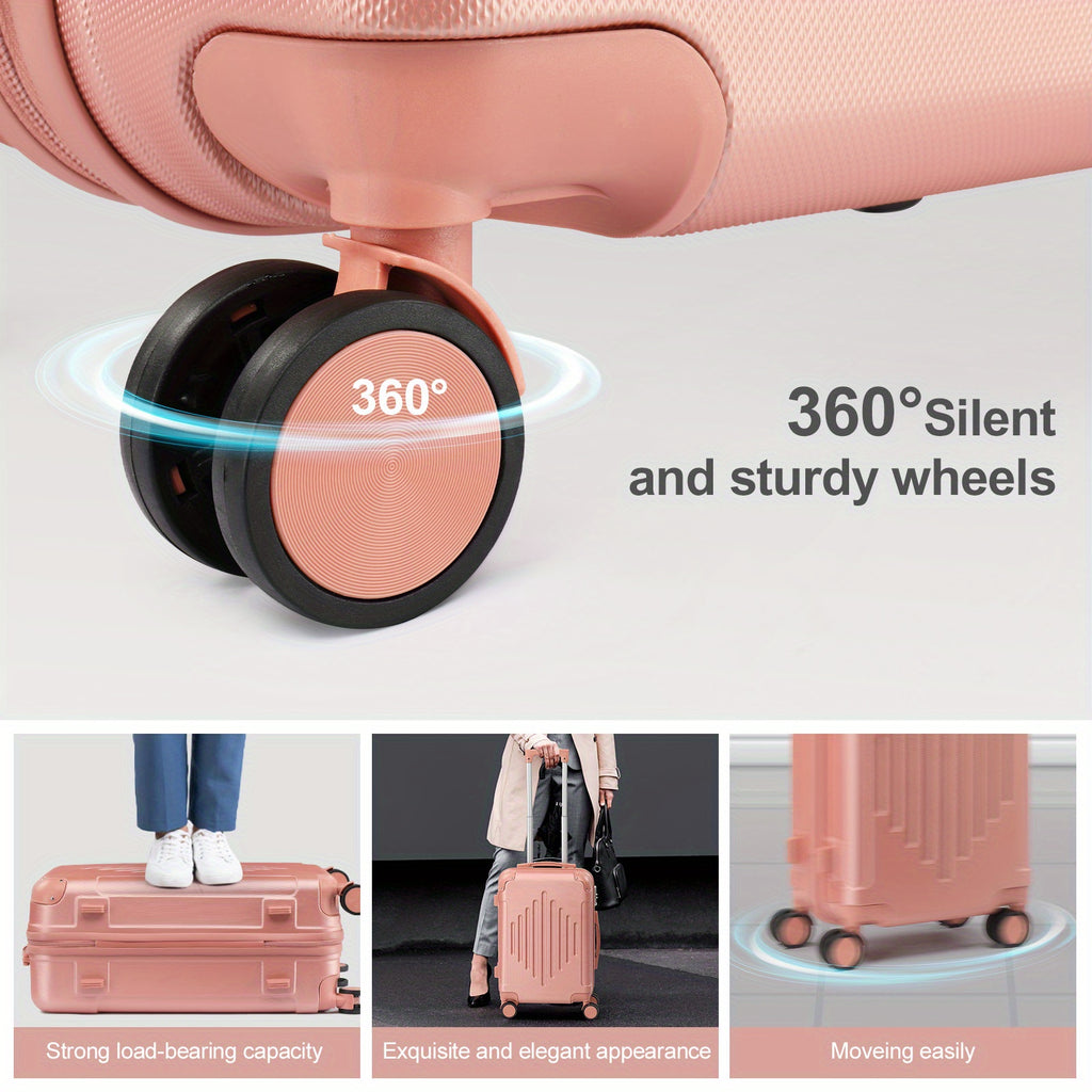 Ensemble de Bagages 2 pièces (20"+12") Valises de Voyage à Coques Rigides Portables et Légères avec Roues Pivotantes, Couleur Or Rosé, Noir, Gris Foncé