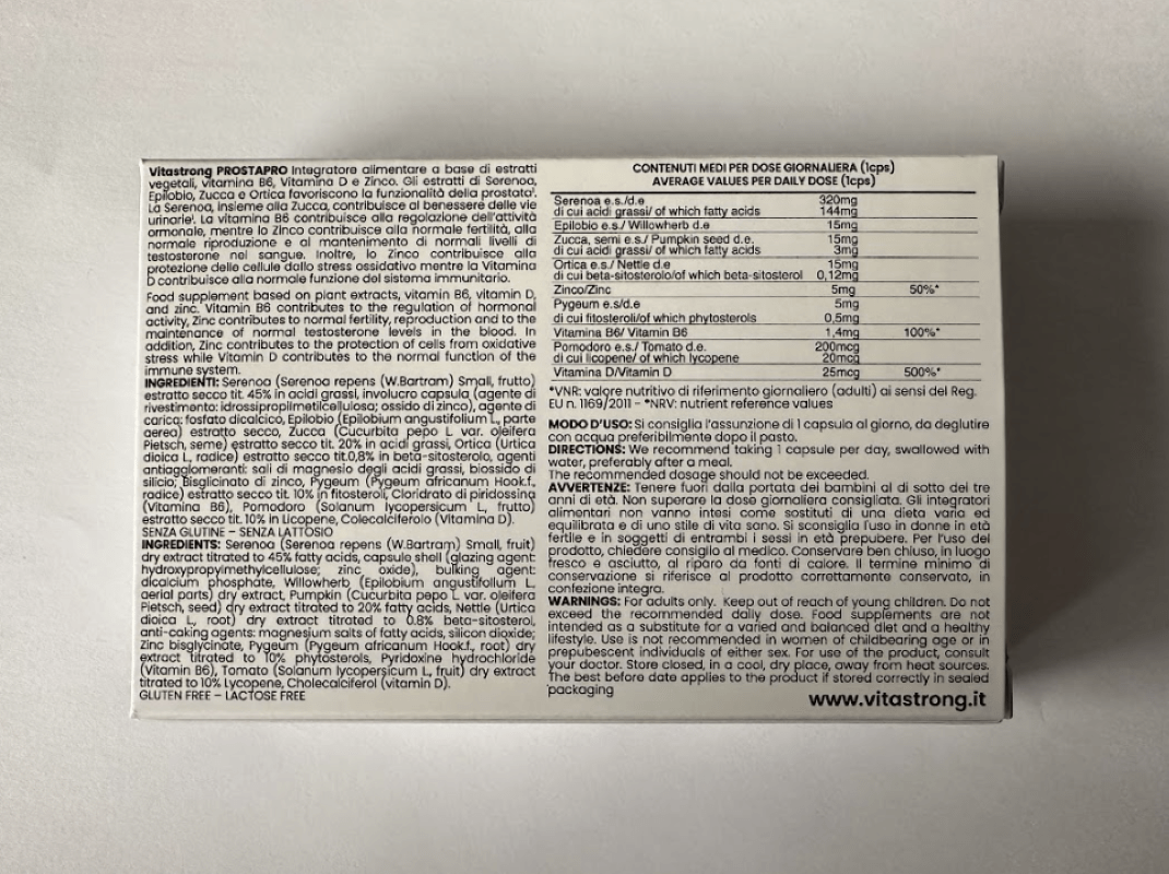 ProstaPRO Vitastrong, Complément Alimentaire, 30 Gélules