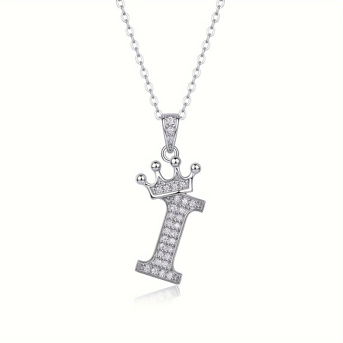 Collier lettre couronne en moissanite en argent S925 plaqué, avec 26 pendentifs lettres entièrement sertis, cadeau idéal pour la rentrée, la remise des diplômes, le quotidien, la Saint-Valentin ou les anniversaires