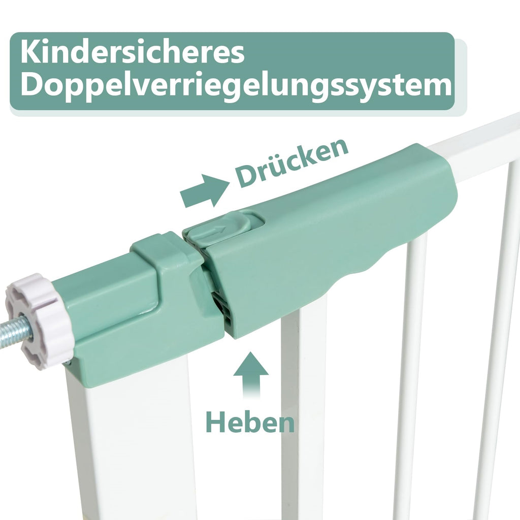 Barrière de porte pour bébé 80 - 132 cm, protection d'escalier en métal sans perçage, grille de sécurité pour bébé à fixation par pression, fermeture automatique pour bébés et animaux de compagnie