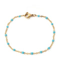 Bracelet perles d'email chaine acier inoxydable couleur or artisanal fait main