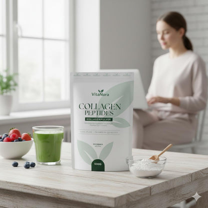 Poudre de Collagène 500g – Qualité Supérieure Expédiée d'Allemagne – Dose Élevée, Testée en Laboratoire, Très Soluble – Peptides de Collagène Type 1, 2, 3 – Populaire pour la Peau, les Cheveux, les Ongles et les Articulations – Hydrolysat de Collagène Écl