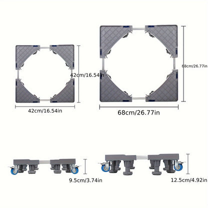 Pied de machine à laver 40-68 cm, base de support réglable pour lève-meuble, pour sèche-linge, machine à laver et réfrigérateur