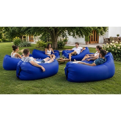 CANAPÉ GONFLABLE SAC PARE-PLUIE MATRASSE DE PLAGE 190CM XXL. Matelas Gonflable pour Eau et Jardin en Bleu Marine. Canapé de Plage Auto-Gonflant en Nylon Nylon Premium Épais. Matelas Double Chambre Imperméable pour Natation et Piscine. Canapé Gonflable Lég
