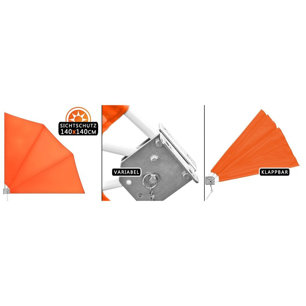 DETEX® Écran d'Intimité pour Ventilateur de Balcon 140x140cm Résistant aux Intempéries et aux UV, Store Pliable pour Terrasse, Pare-Soleil Diviseur avec Fixation Murale