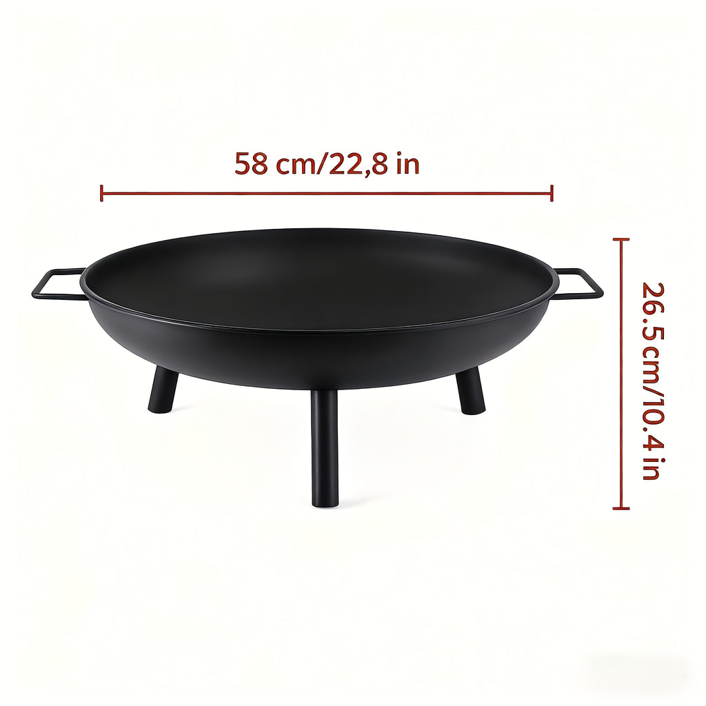 Poêle à foyer extérieur, équipée de 2 poignées et de 3 pieds amovibles, bol à feu et panier à feu, convient pour les patios, balcons, jardins et cours, peut être utilisée en hiver ! Parfaite pour les fêtes, le camping, noire, un incontournable pour les fê