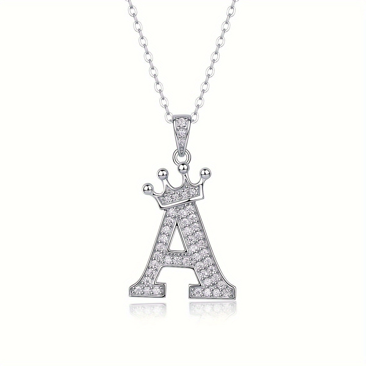 Collier lettre couronne en moissanite en argent S925 plaqué, avec 26 pendentifs lettres entièrement sertis, cadeau idéal pour la rentrée, la remise des diplômes, le quotidien, la Saint-Valentin ou les anniversaires
