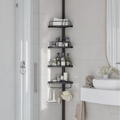Étagère de Douche Réglable en Hauteur, 4 Niveaux, Hauteur 85 à 305 cm, Rangement de Salle de Bain