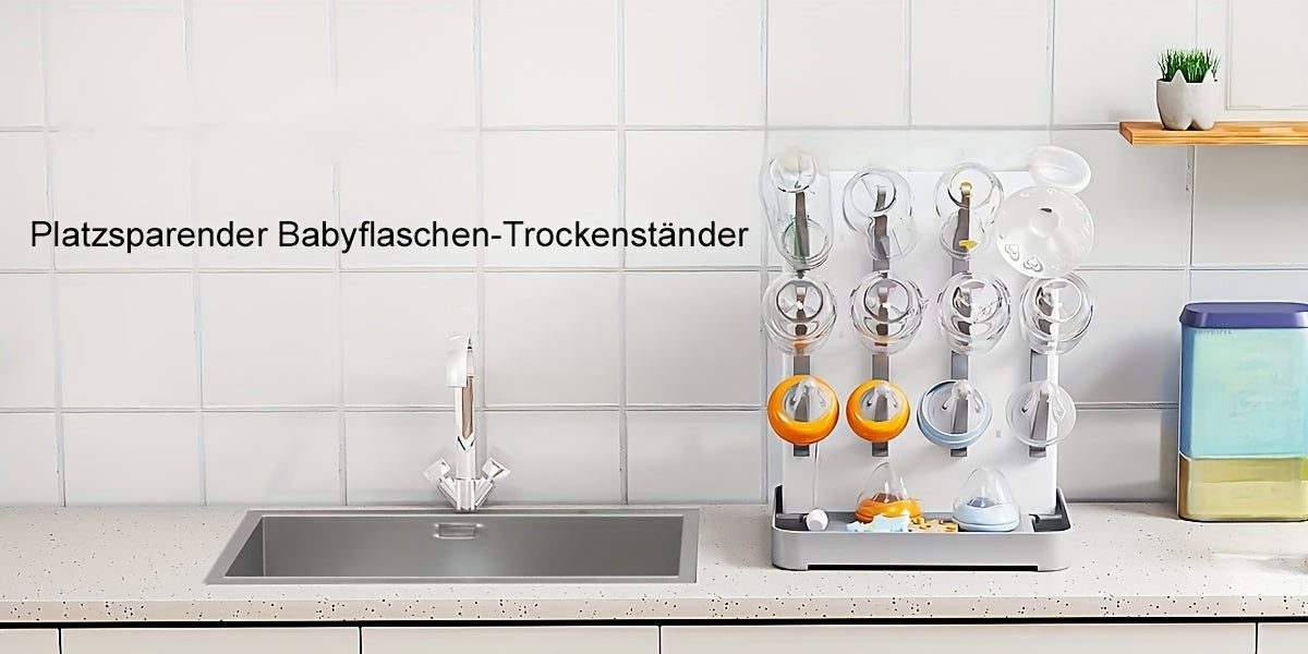 Égouttoir à bouteilles vertical - Gain de place, convient pour bouteilles et porte-pièces, égouttoir compact pour tire-lait, porte-accessoires compatible Brezza, pour station de séchage d'établi