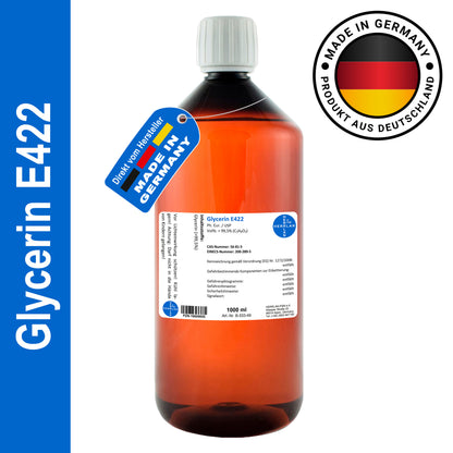 Glycérine 99,5 % 1000 ml pour la fabrication de crèmes, lotions, gels, baumes – Qualité HERRLAN – Fabriqué en Allemagne