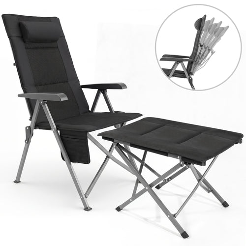1pc Chaise de camping pliable et portable, chaise de pêche d'extérieur légère, dos en maille 3D pour la ventilation, repose-pieds amovible, dos haut de 72 cm, 4 dossiers réglables, poches latérales en maille pour les tasses, tissu Oxford, comprend un sac