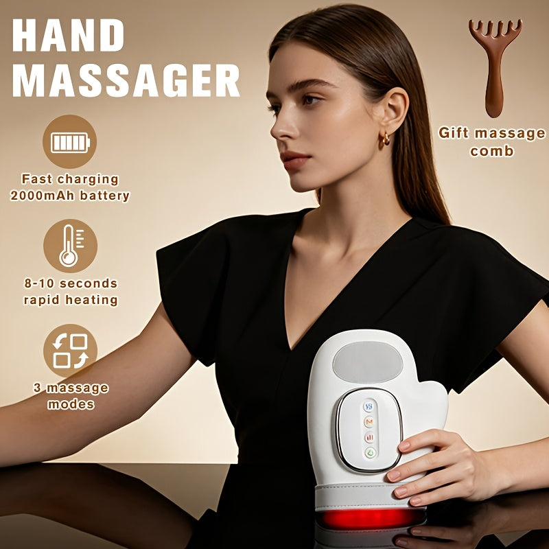 Nouveau masseur de mains 2026, avec fonctions de chauffage et de compression, fonctionnement sans fil, 3 modes de massage, détend efficacement les muscles des mains, masse les muscles des mains, 5 niveaux de force, 3 niveaux de température, massage des po
