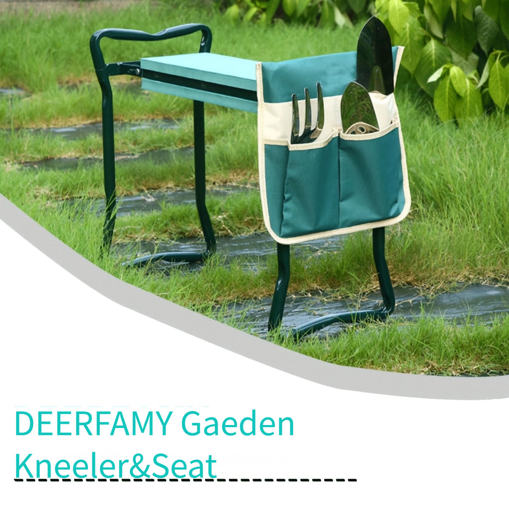 Genouillère et siège de jardin pliable | Outils de jardinage d'extérieur portables, conception peu encombrante, cadre durable en acier inoxydable, coussin épais, idéal pour la plantation de fleurs et le désherbage, jardinage élégant